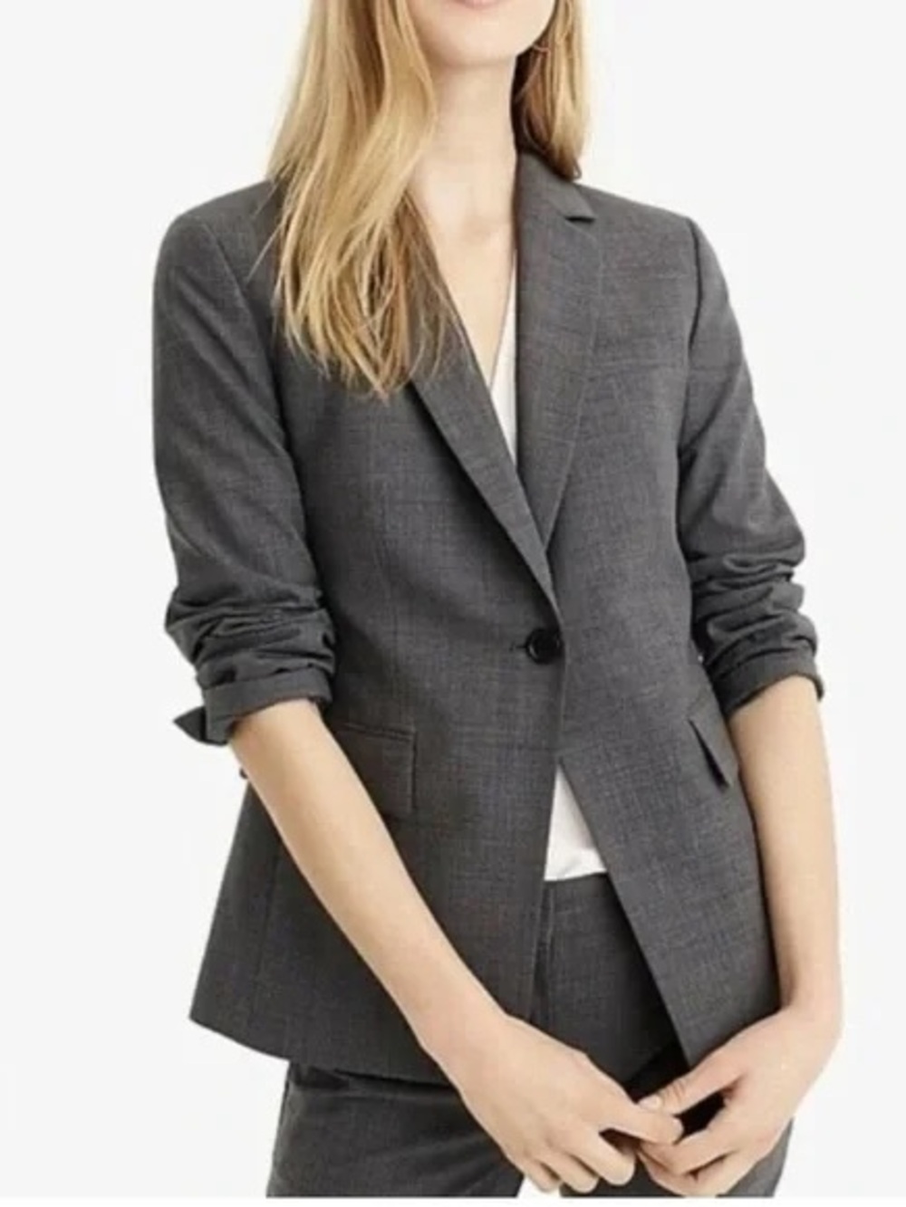 J. Crew Single-Button Gray  Stretch Tailored Blazer 00